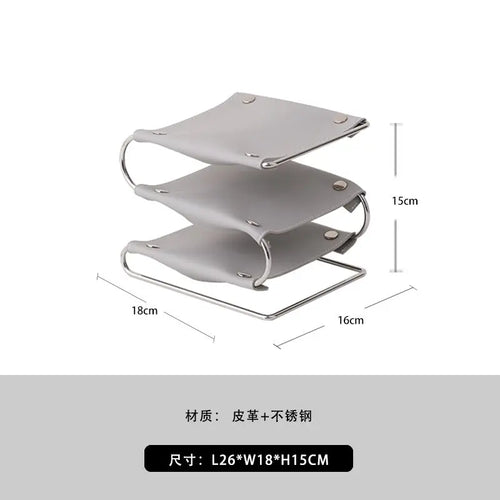 support de rangement multifonction en cuir et acier inoxydable - vue 12 sur 12