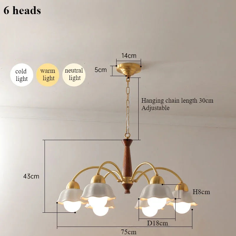 lustre moderne en céramique à fleurs pour intérieur contemporain - vue 7 sur 12
