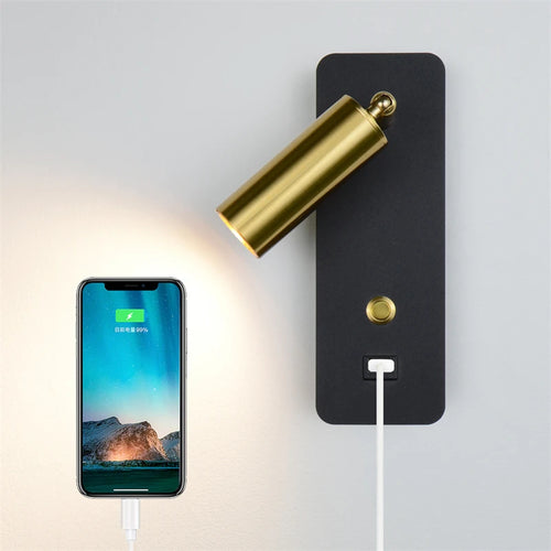 applique murale led moderne avec rotation et charge usb - vue 2 sur 9