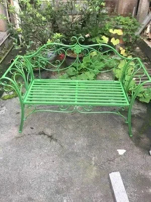 banc de jardin fer forgé table et chaises extérieur - vue 8 sur 14