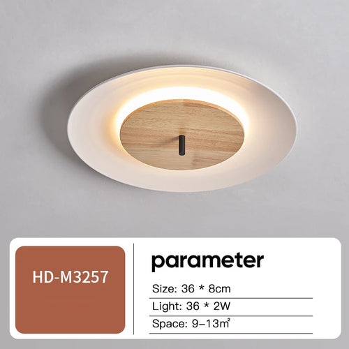 plafonnier moderne en bois avec éclairage led et télécommande