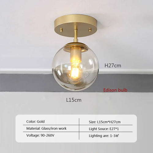 Plafonnier LED boule en verre moderne