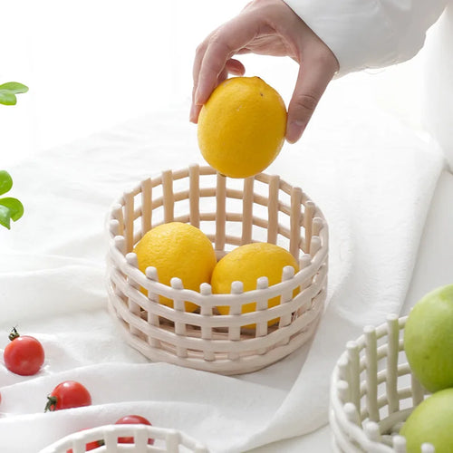 panier de rangement tissé en céramique pour décor et usages variés - vue 4 sur 8