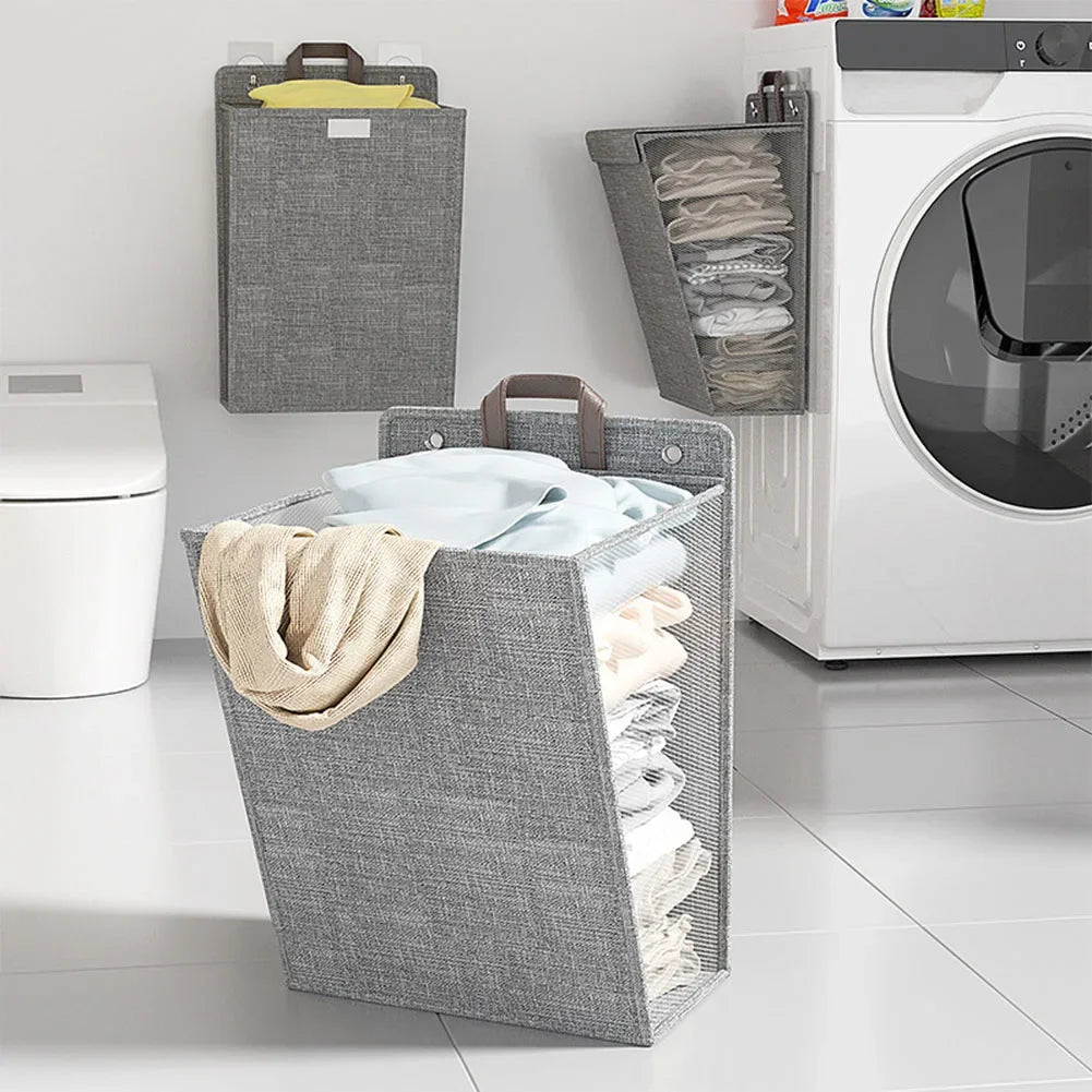 panier à linge adhésif pliable mural multifonctionnel pour vêtements - vue 5 sur 10