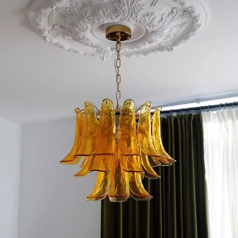 AiPaiTe lustre en verre LED scandinave pour salon salle à manger chambre lustre en verre ambre vintage américain - vue 5 sur 14