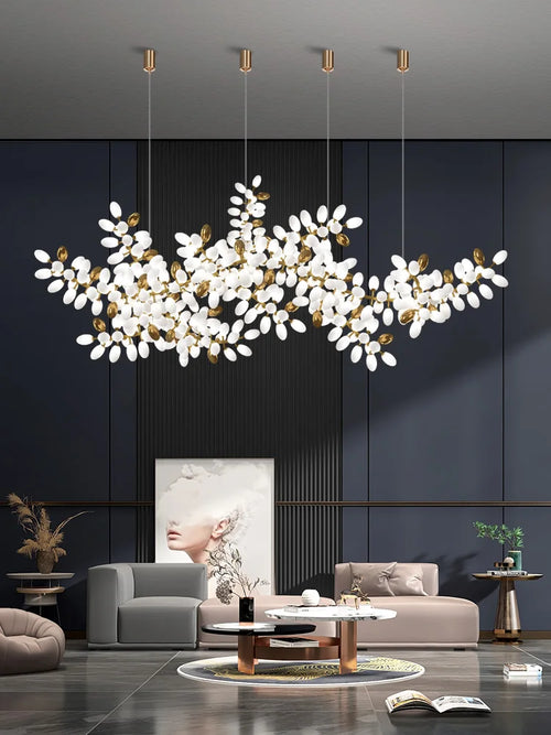 Lustre en verre blanc de luxe postmoderne - vue 4 sur 10