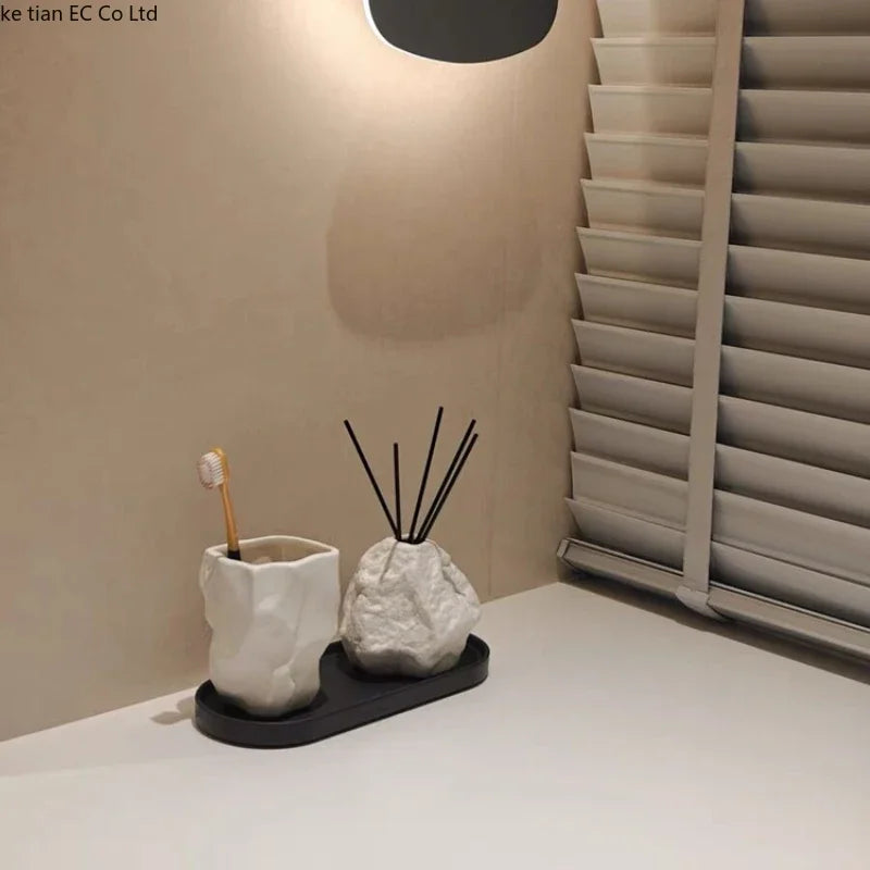 tasse de bain de bouche en forme de roche portable pour salle de bain - vue 2 sur 10