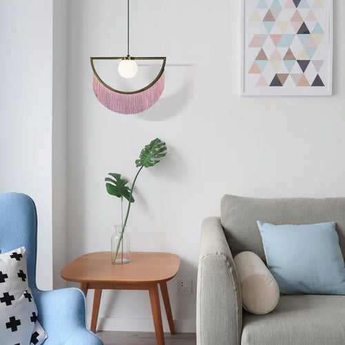 lampe à poser cœur avec pompon rose style nordique créatif - vue 4 sur 12