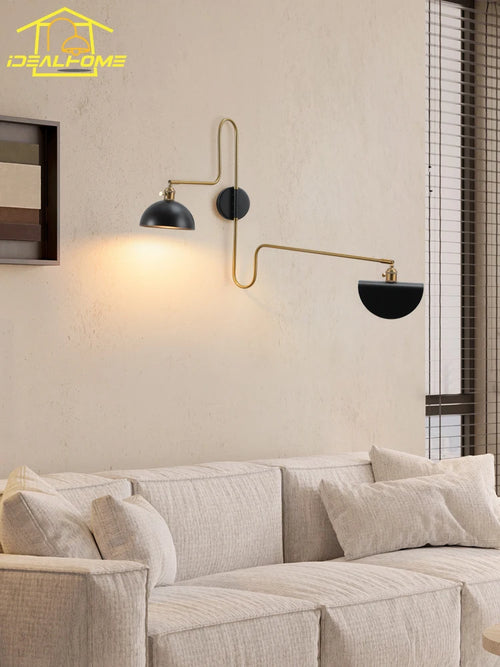 applique murale design industrielle bras pivotant avec interrupteur - vue 3 sur 8