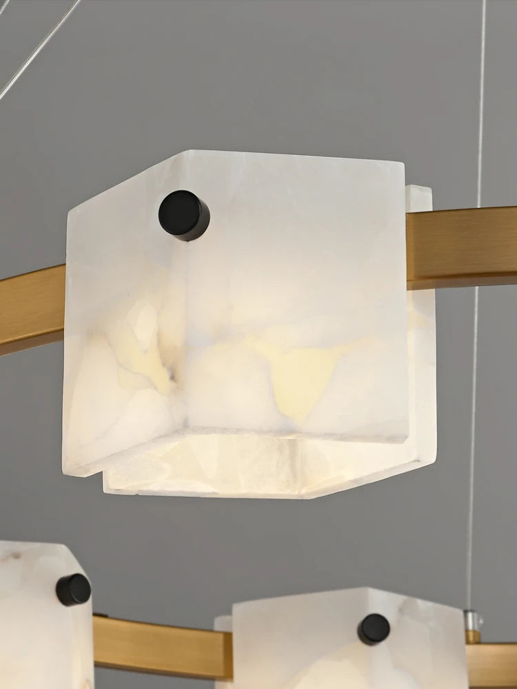 suspension minimaliste en marbre naturel avec éclairage led - vue 5 sur 11