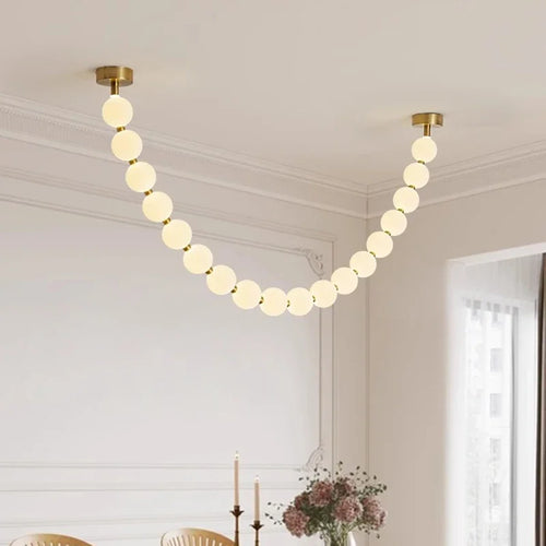 lustre design perles nordiques led pour décoration maison - vue 5 sur 9