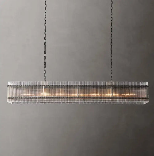 lustre rectangulaire en cristal pour éclairage de luxe - vue 9 sur 8