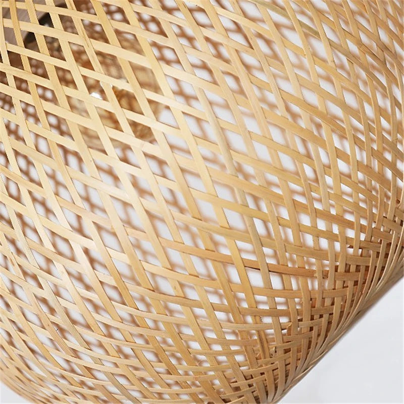 lustre moderne nordique en bambou tissé à la main led - vue 6 sur 10