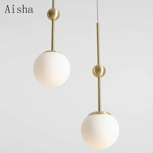 lustre en verre doré design créatif trois têtes éclairage moderne - vue 5 sur 9