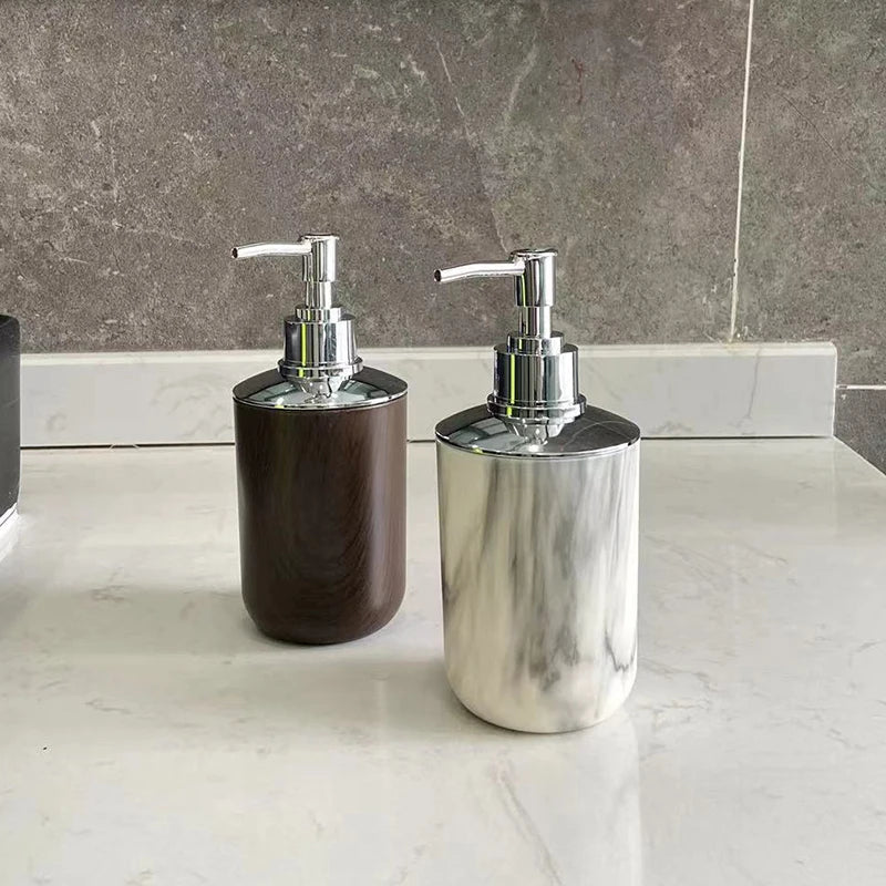 distributeur de savon liquide en plastique marbré 320 ml pour salle de bain - vue 2 sur 8