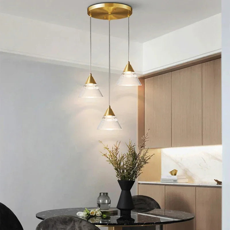 Industrial Pendant Light Fixtures Gold Finish Kitchen Ceiling Lights Crystal Shade Led Chandelier Lustre Christmas Decor Lamp - vue 3 sur 7