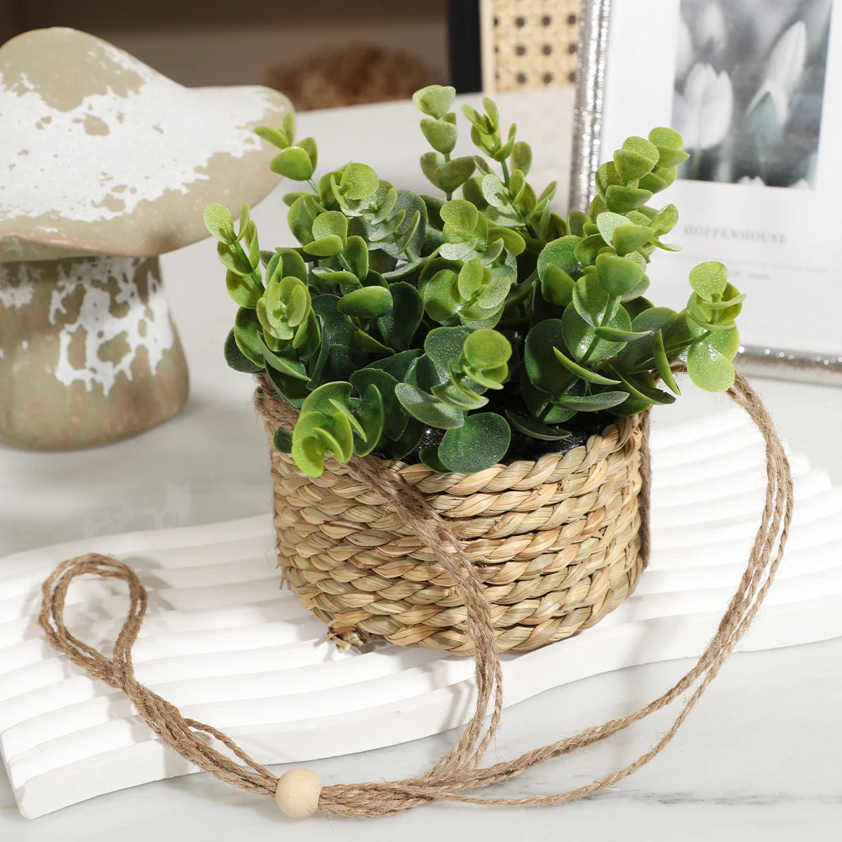 plantes artificielles eucalyptus romarin décoration verte en pot - vue 9 sur 9