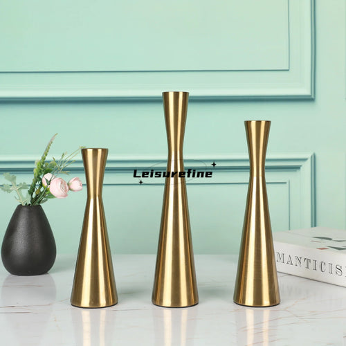 lot de 3 bougeoirs en fer design moderne pour décoration festive - vue 8 sur 8