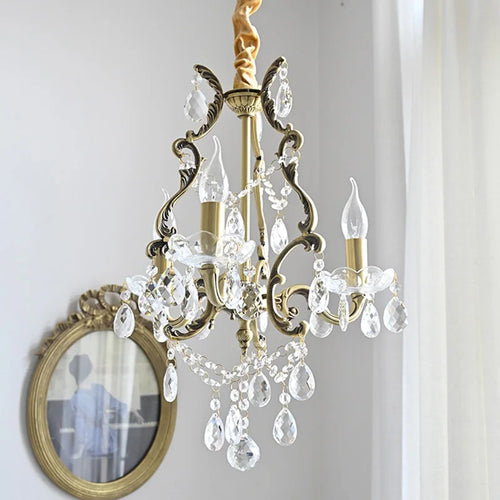 lustre rétro élégant avec perles de cristal loft décor - vue 4 sur 6