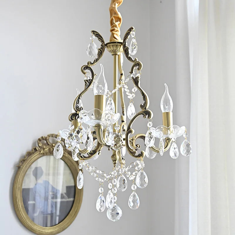 lustre rétro élégant avec perles de cristal loft décor - vue 4 sur 6
