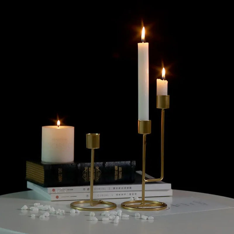 bougeoir en métal créatif pour décoration romantique de mariage - vue 5 sur 14