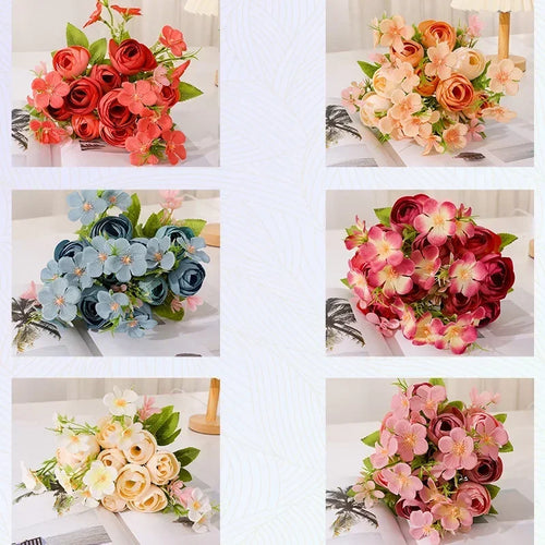 bouquet de fleurs artificielles en soie pour décoration intérieure - vue 3 sur 12