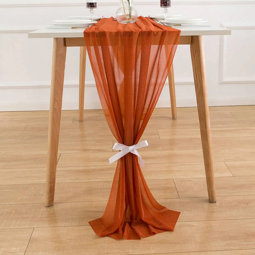 Chemin de table mousseline bohème transparent lot 4 - vue 5 sur 7