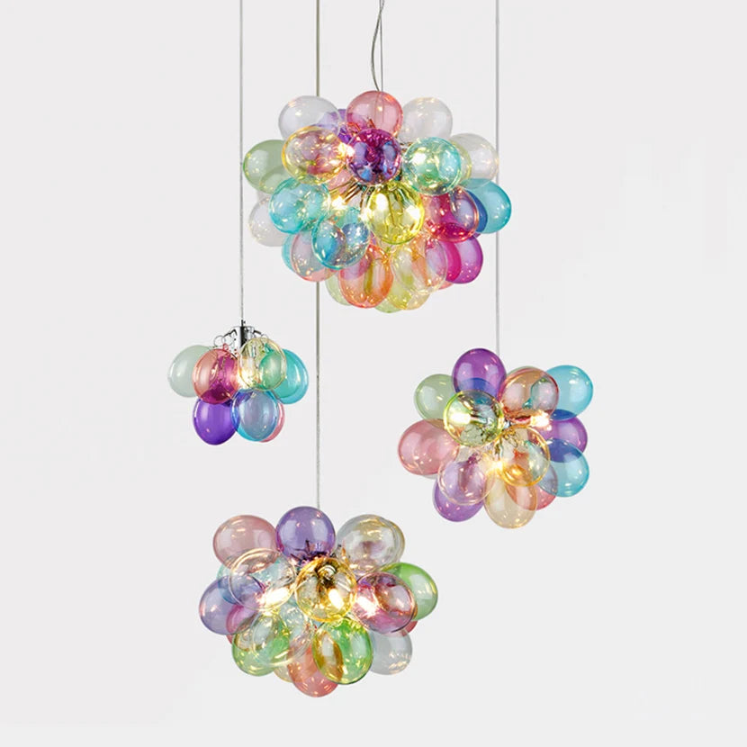 lustre led en boule de verre bulle suspension décoration - vue 5 sur 14
