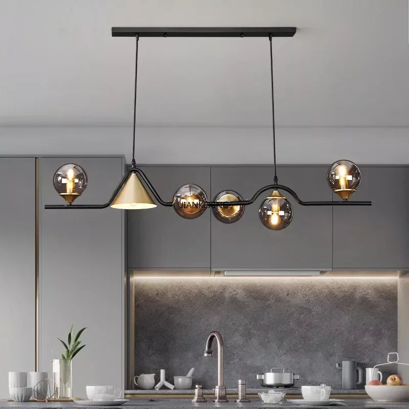 lustre led en verre pour bar et décoration de maison - vue 3 sur 9
