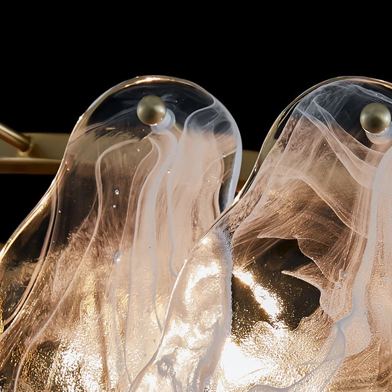 lustre moderne en verre givré doré design suspendu décoratif - vue 5 sur 14