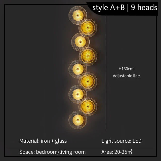 applique murale ronde moderne en cristal avec lumières led nordiques - vue 13 sur 13