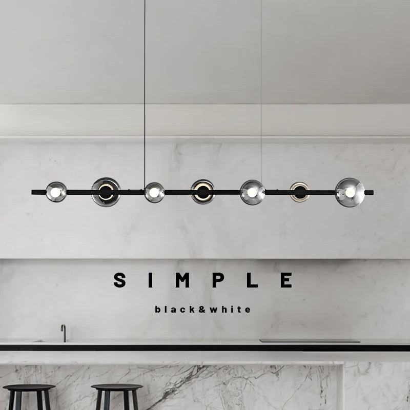 lustre de restaurant minimaliste moderne en cuivre led - vue 2 sur 9