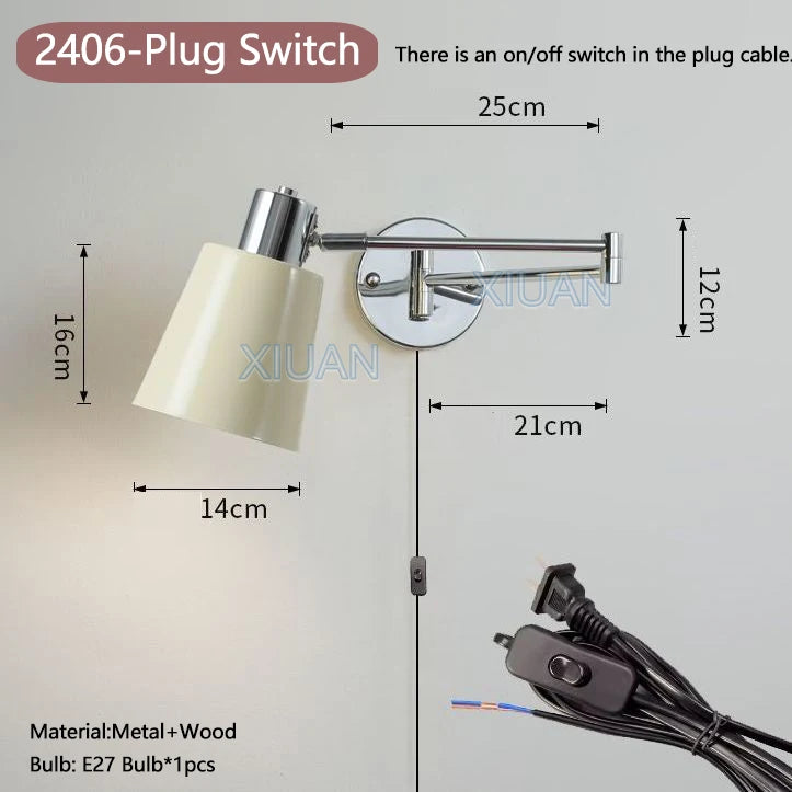 applique murale moderne bras pivotant led en tissu plissé métal - vue 15 sur 23