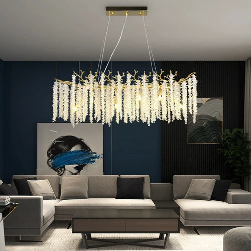 lustre rectangulaire en cristal pour décoration intérieure moderne - vue 4 sur 6