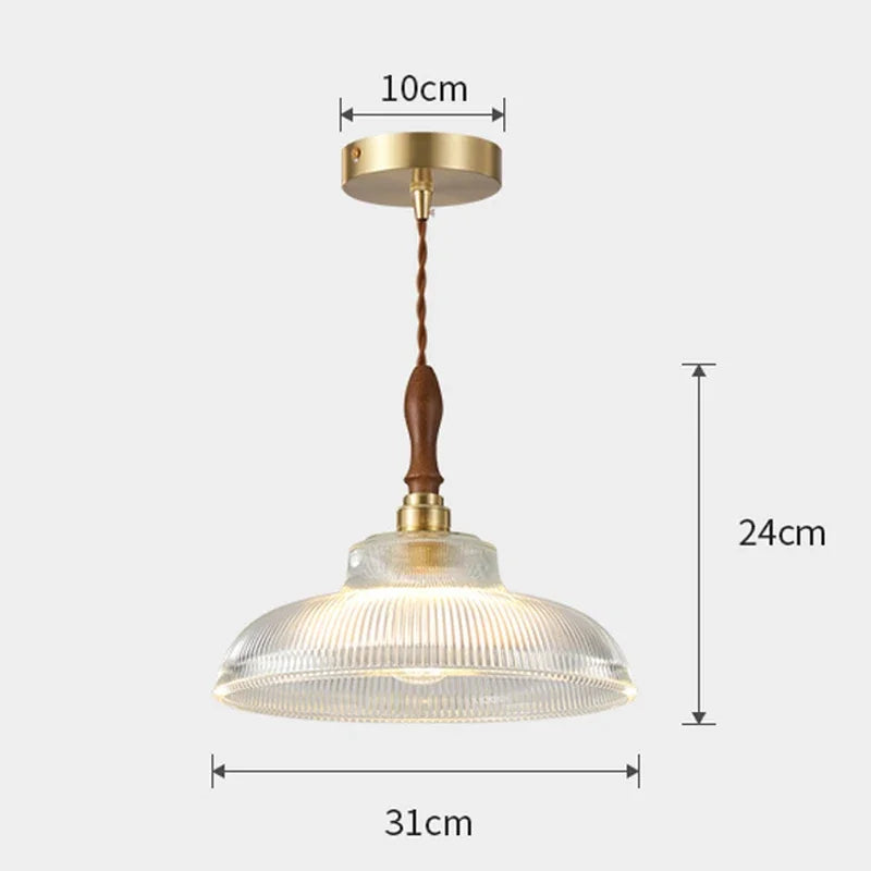 suspension moderne en cuivre et bois pour intérieur décoratif - vue 4 sur 10