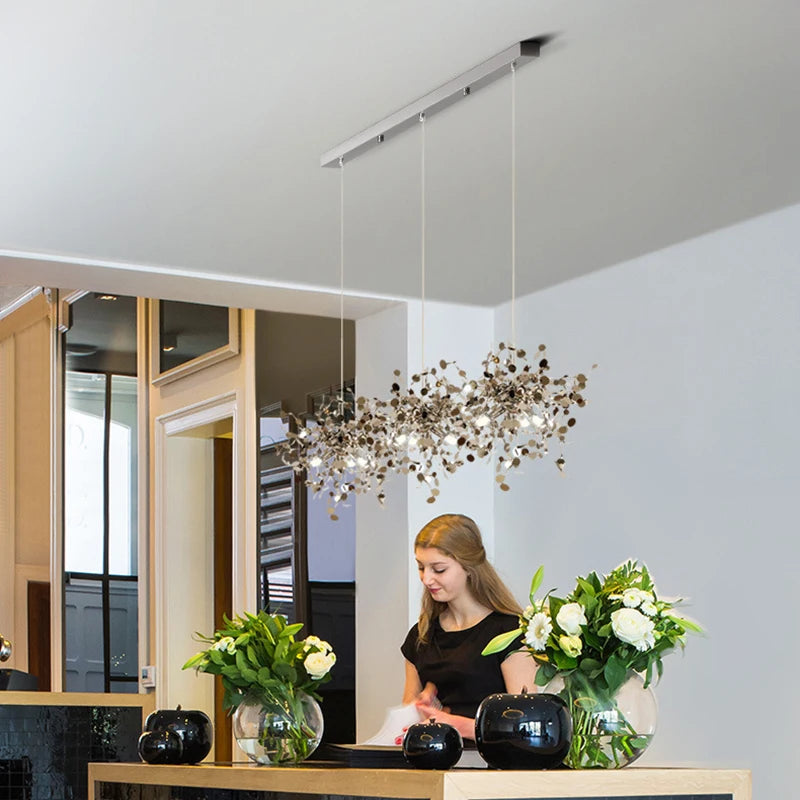 Nordic Luxury Stainless Steel Pendant Lamp Silver Chrome Dining Table Hanging Light Living Room Bar Clothes Shop Decor Lustre - vue 3 sur 18