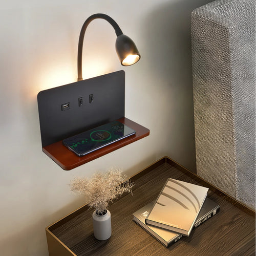 Applique murale LED d'intérieur avec Interface USB et chargement sans fil - vue 3 sur 8