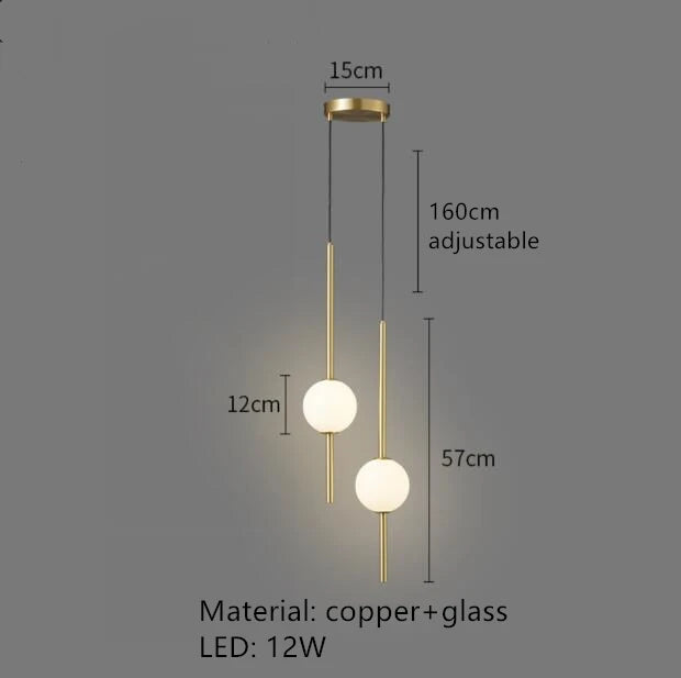 suspension LED en laiton design moderne avec cordon réglable - vue 14 sur 17