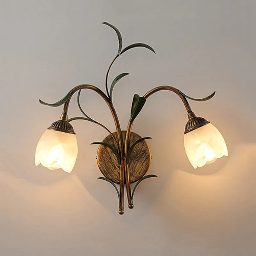 Applique murale style rétro bronze fleur - vue 2 sur 8