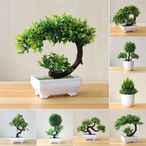 bonsaï plantes artificielles vertes décoration fête mariage et bureau - vue 2 sur 14