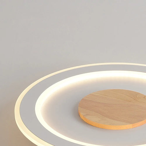 plafonnier led ultra-mince en bois massif design nordique moderne - vue 5 sur 12