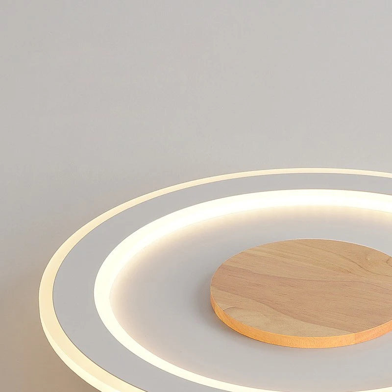 plafonnier led ultra-mince en bois massif design nordique moderne - vue 5 sur 12