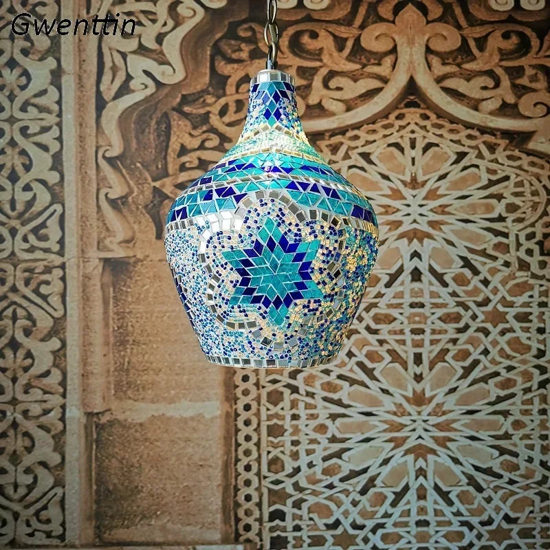 lustre en vase d'art bohème pour décoration intérieure artisanale - vue 6 sur 13