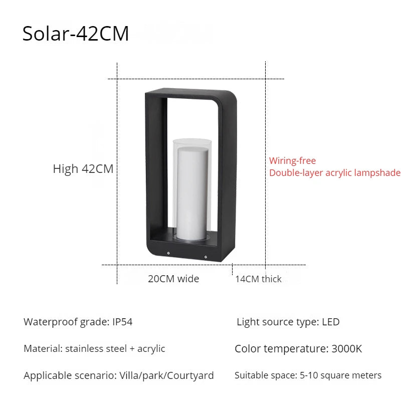 Lampe de jardin moderne solaire LED clôture lumière IP54 extérieur étanche ambiance éclairage pelouse lumières Villa cour décor lampadaires - vue 19 sur 21