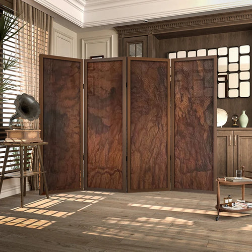 paravent en bois massif style médiéval wabi-sabi pliant décoratif - vue 3 sur 5