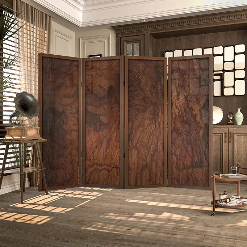 paravent en bois massif style médiéval wabi-sabi pliant décoratif - vue 3 sur 5