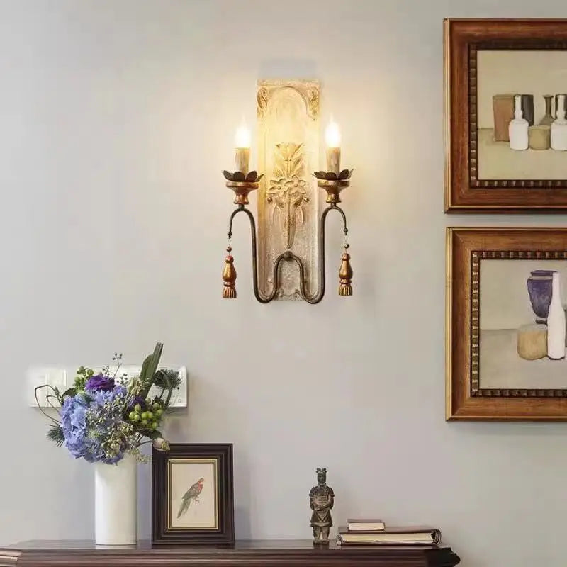 applique murale vintage en bois massif style américain et français - vue 4 sur 7