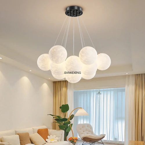 lustre moderne led boule à bulles suspension luminaire décor - vue 3 sur 24