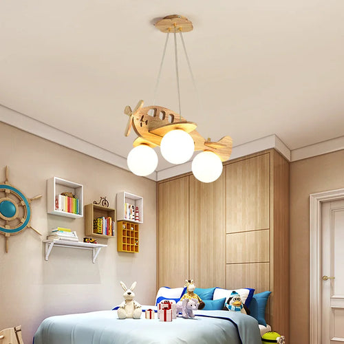 lustre moderne en bois fait à la main pour enfant - vue 3 sur 7