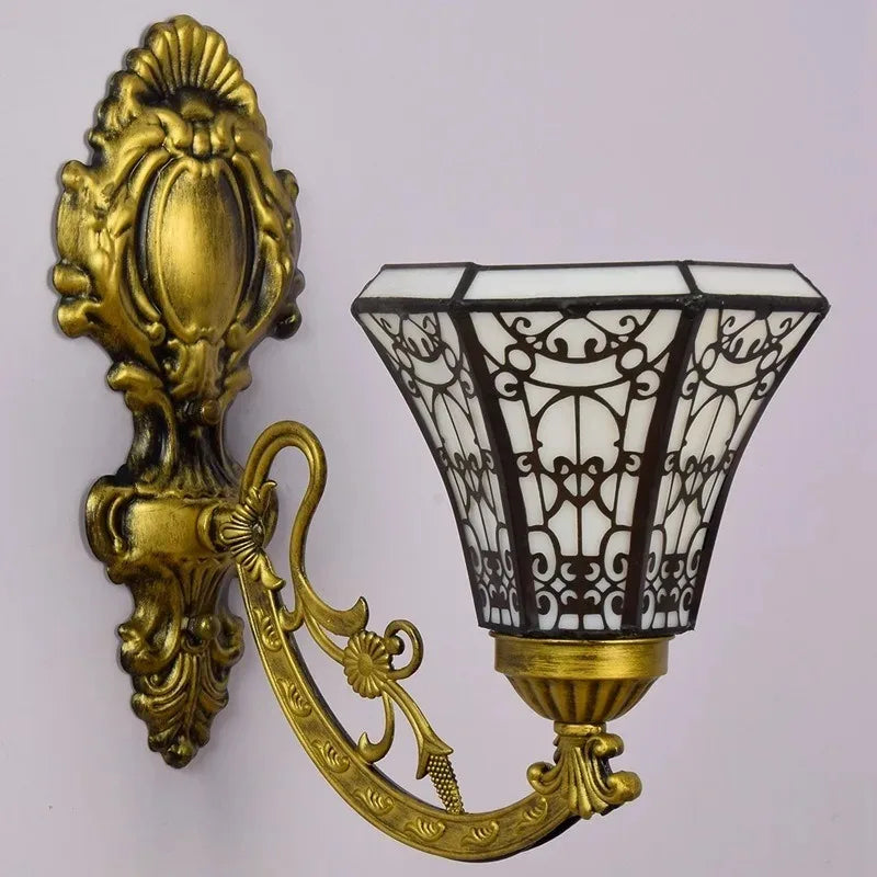 tiffany miroir rétro lampe tournesol simple tête applique murale - vue 5 sur 7